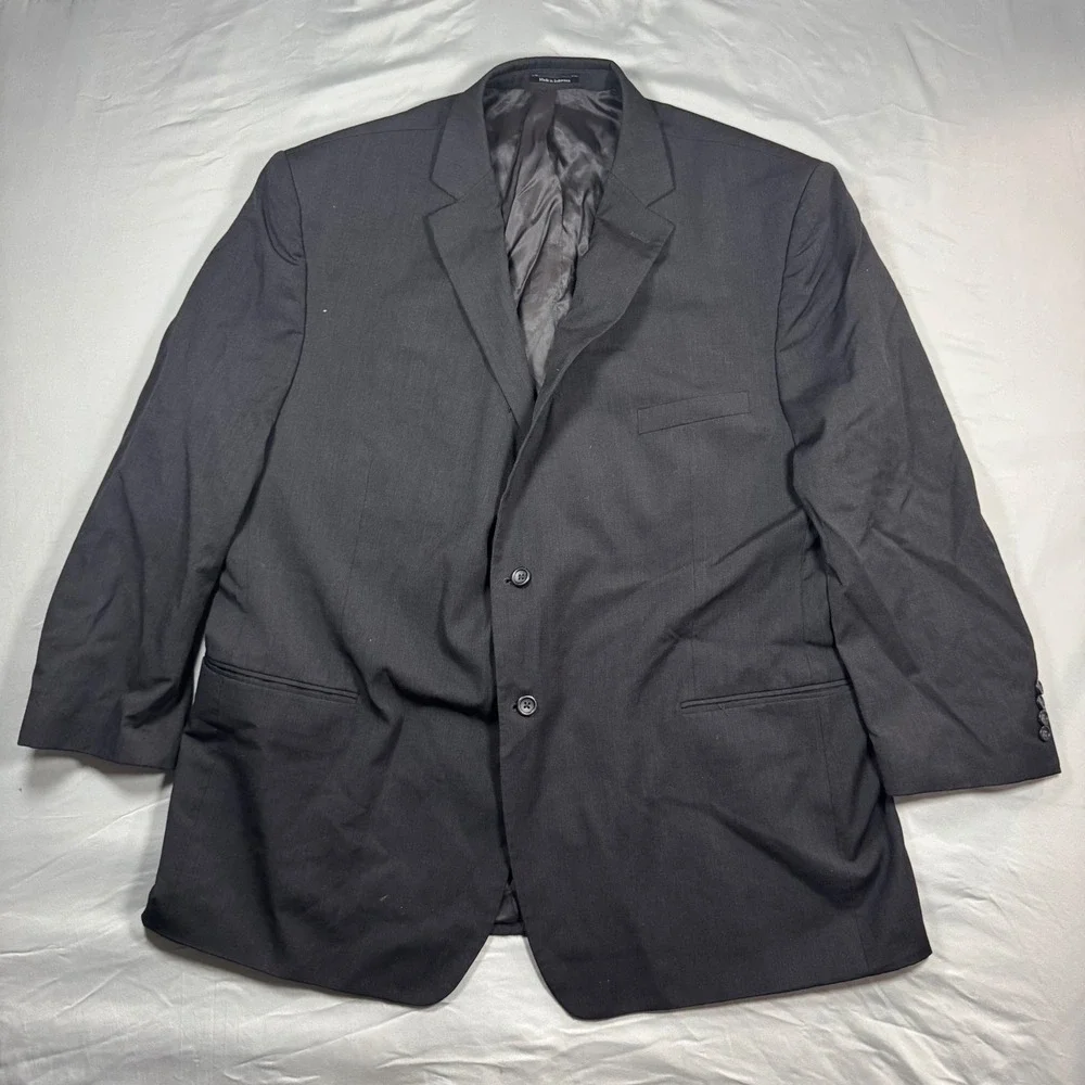 Pronto Uomo Mens 54 Long Black 100% Wool 2 Button Blazer Sport Coat Side Vents